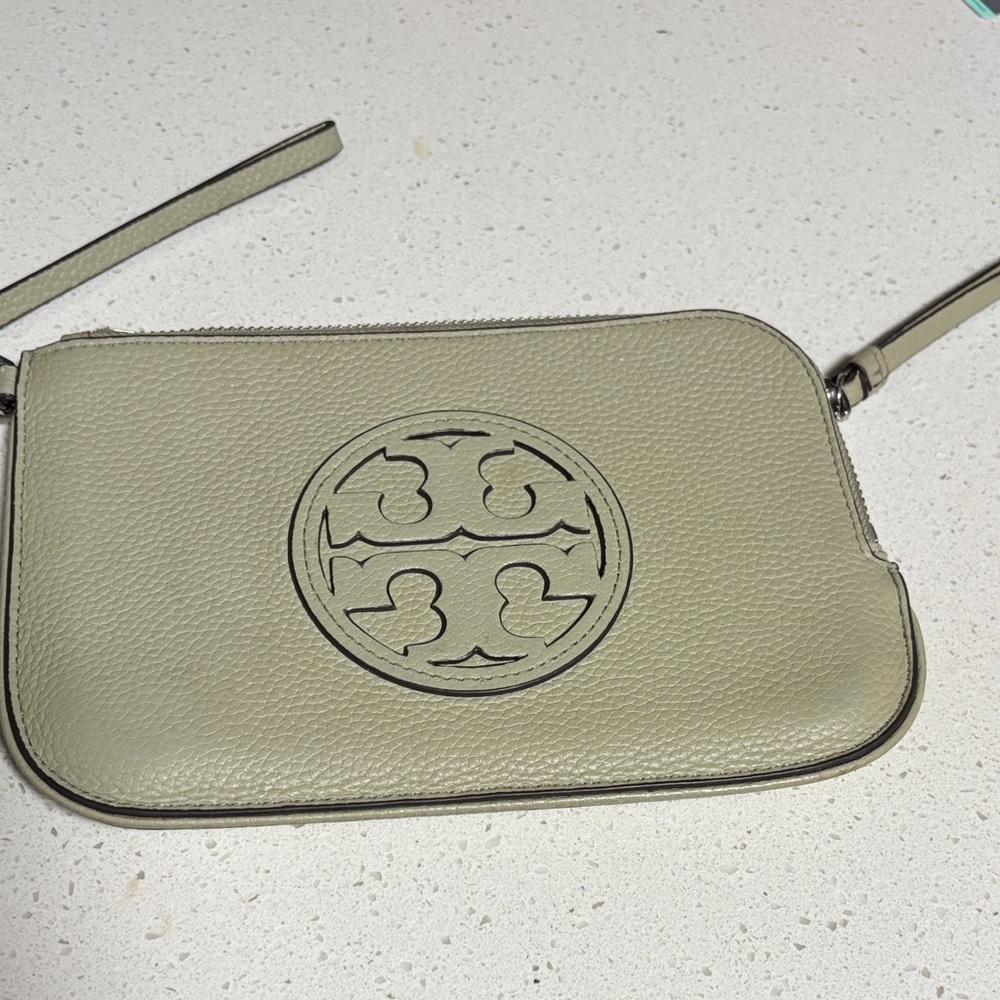Tory Burch Sage Green Wristlet Clutch